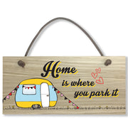 #804 CARAVAN Home is Where Oak Veneer Quality Wooden Plaque Door Hanger Sign - Close to the Bone Greeting Cards