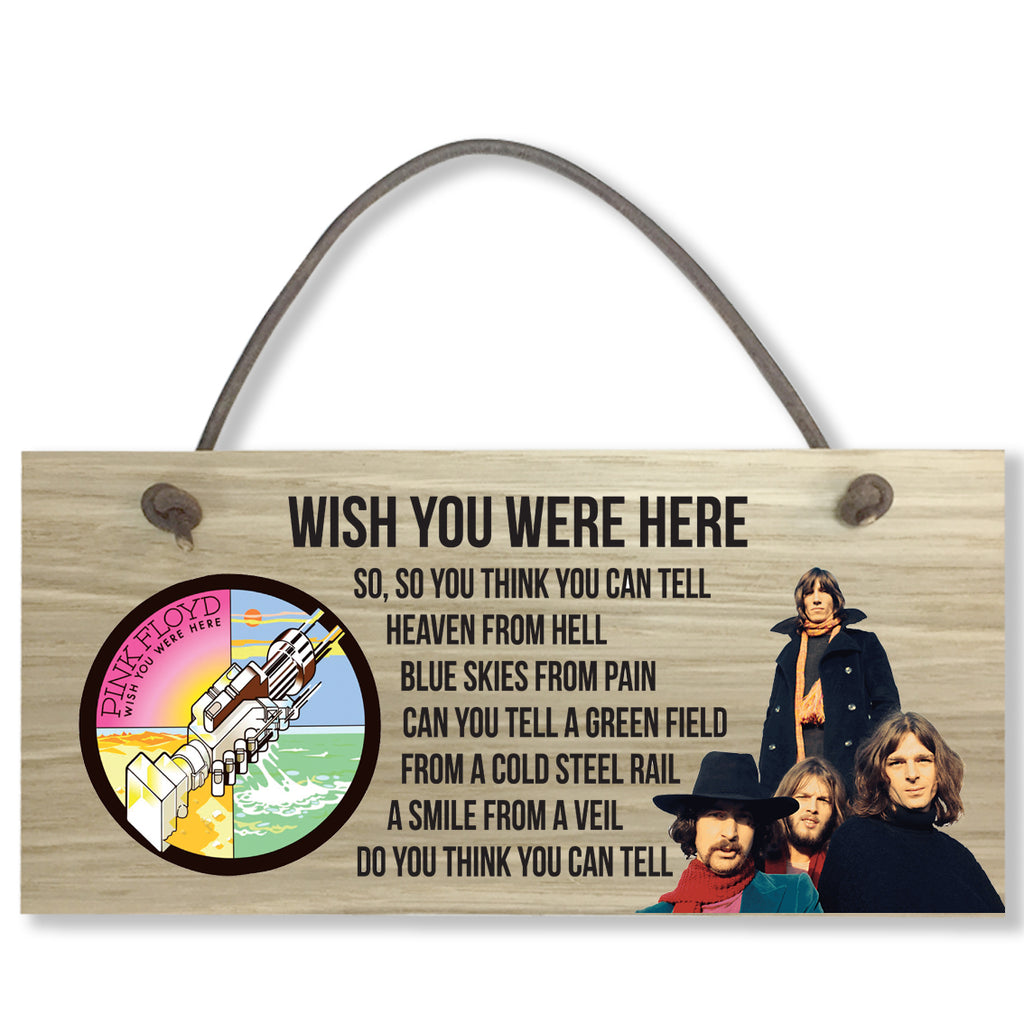#810 PINK FLOYD Wish You Were Here Oak Veneer Quality Wooden Plaque Hanger Sign - Close to the Bone Greeting Cards