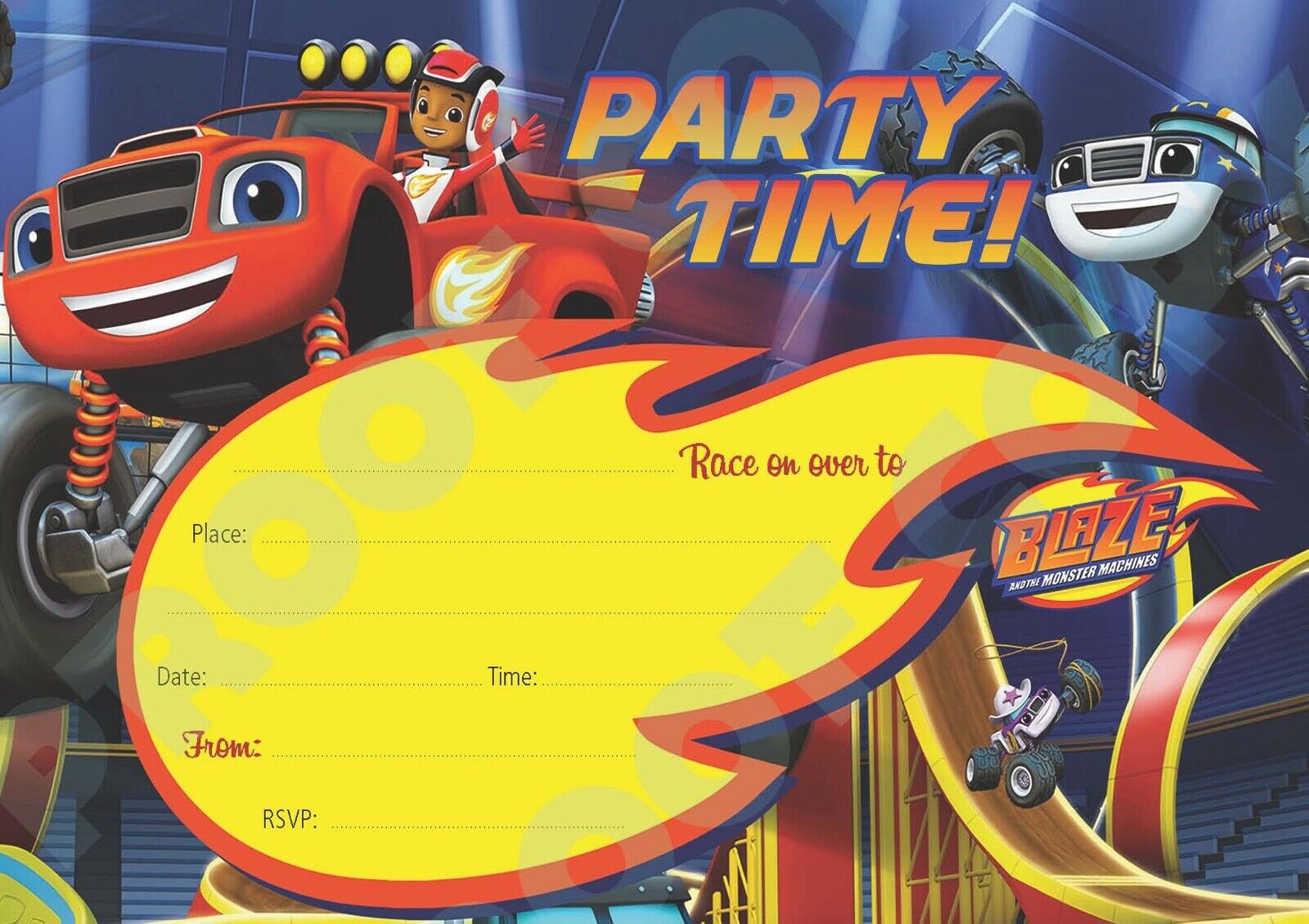 #81 Blaze And The Monster Machines Invitations x10