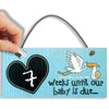 #811 Weeks Until Baby Is Due Chalkboard Hanging Wood Plaque Baby Shower Pregnancy - Close to the Bone Greeting Cards