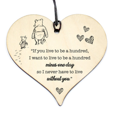 #813 WINNIE THE POO QUOTE Birthday Xmas Love Plaque Sign Friendship Wood Heart - Close to the Bone Greeting Cards