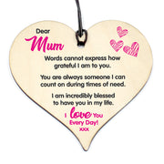 #816 MUM I Love You Every Day Plaque Friendship Wooden Hanging Heart Sign Xmas - Close to the Bone Greeting Cards