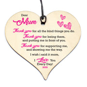 #817 MUM I Love You Every Day Plaque Friendship Wood Hanging Heart Sign Birthday - Close to the Bone Greeting Cards