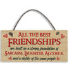 #825 Friendship Best Friend Shabby Chic Oak Veneer Wood Plaque Door Hanger Sign - Close to the Bone Greeting Cards