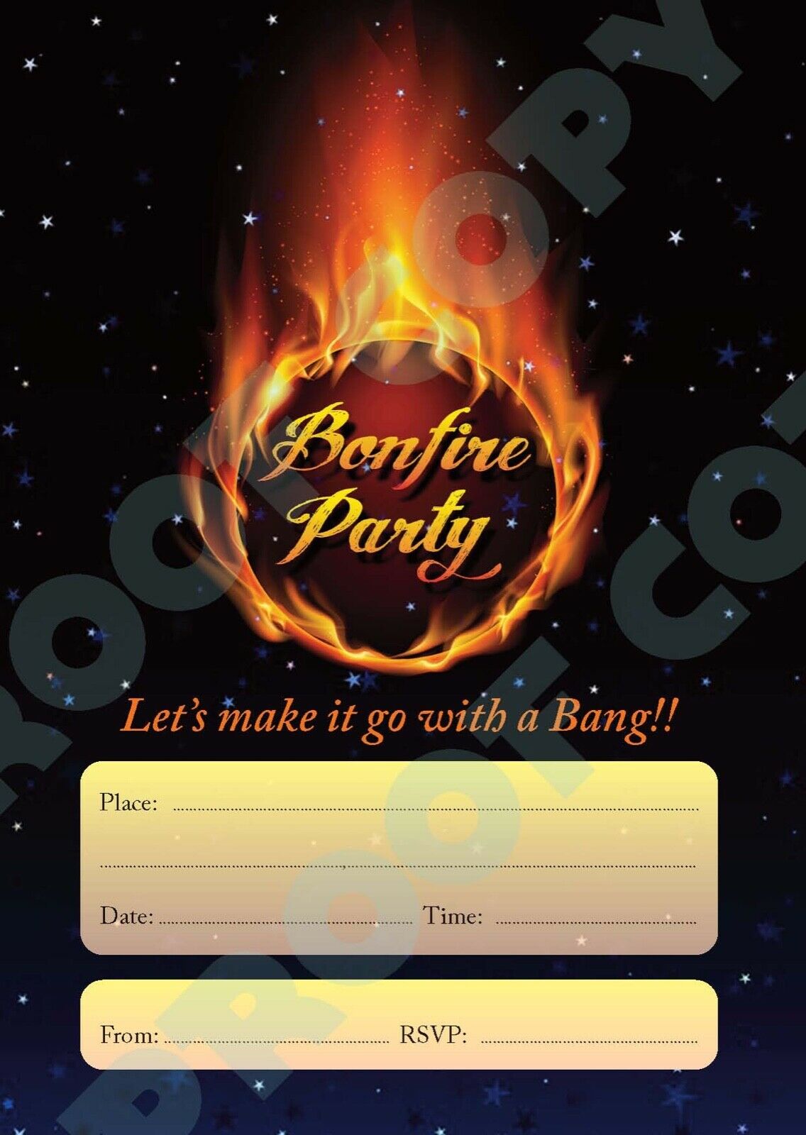 #80 Bonfire Night Invitation x10