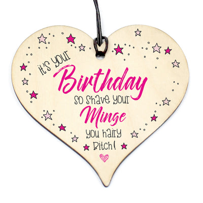 #836 Funny Rude Wood Plaque Birthday Wife Best Friendship Daughter Sister 21st Minge - Close to the Bone Greeting Cards
