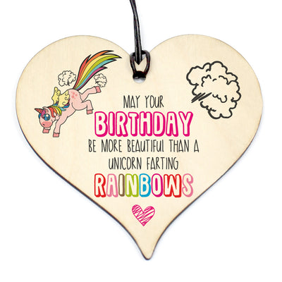 #837 Funny Rude Wood Plaque BIRTHDAY Unicorn Kids Children's Friend Daughter Wife Sister Mum - Close to the Bone Greeting Cards