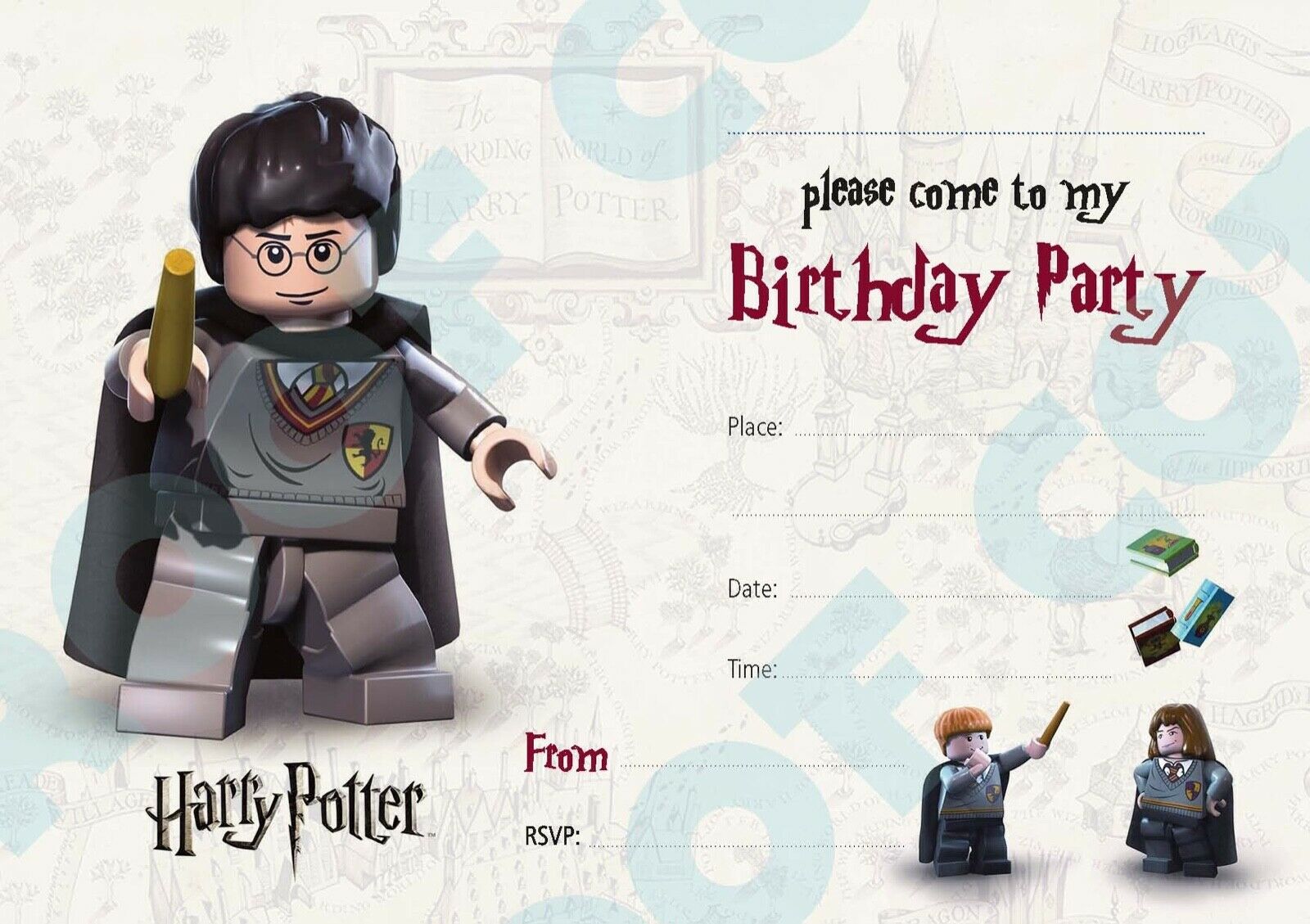 #84 Harry Potter Lego Invitations x10