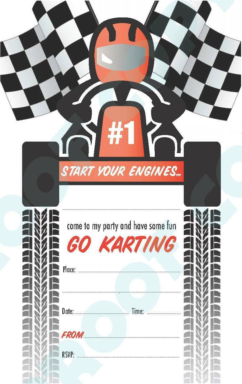 #85 Go Karting Invitations x10