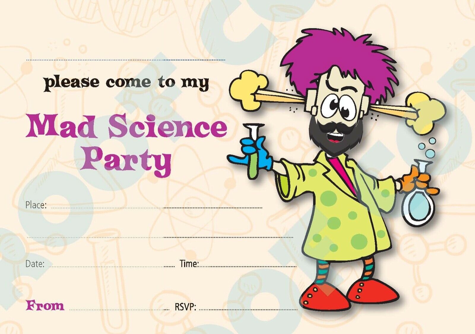 #86 Mad Science Invitation x10