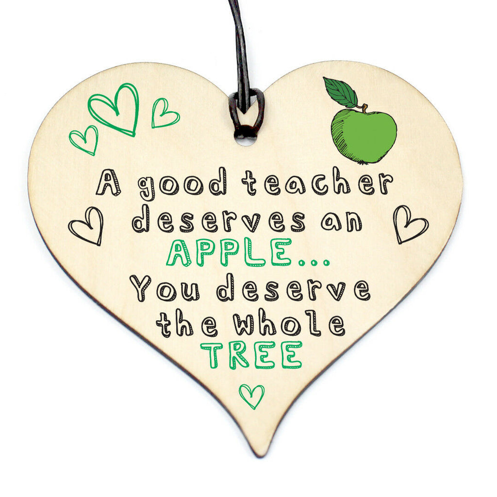 #910 TEACHER Leaving Gift NURSERY Wooden Hanging Heart Plaque Childminder - Close to the Bone Greeting Cards