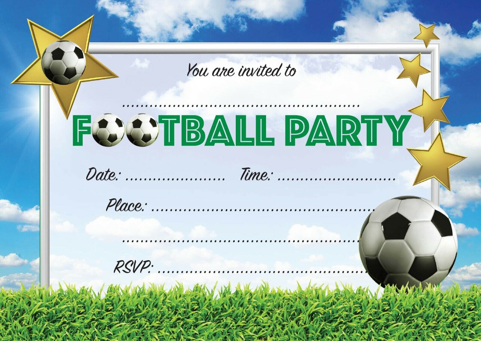 #9 Football Invitations x10