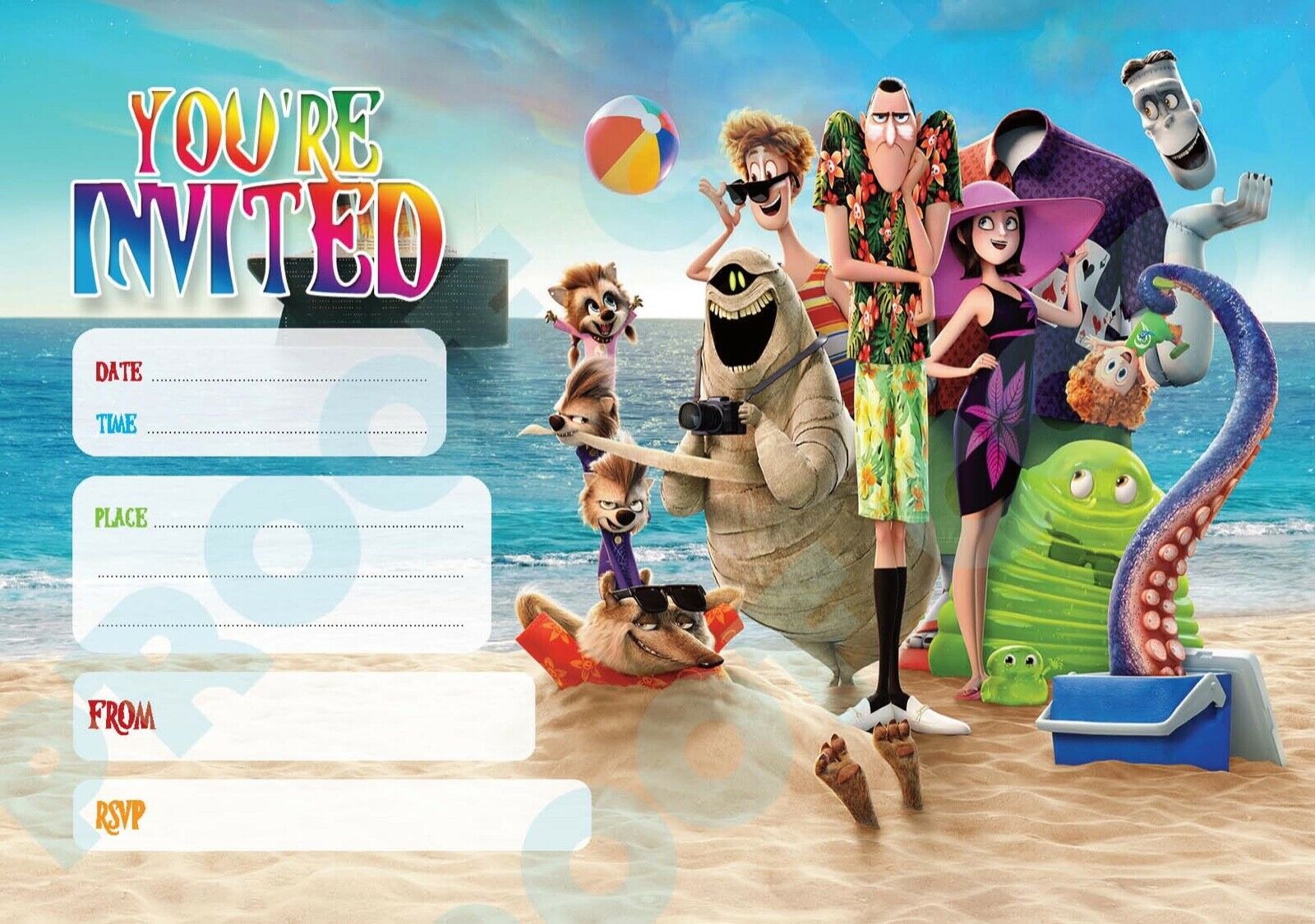 #95 Hotel Transylvania Vacation Invitations x10