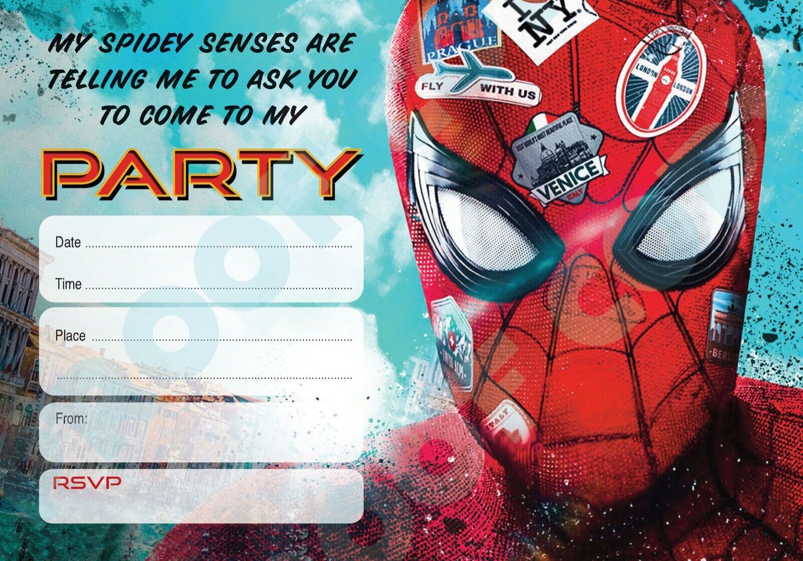 #99 Spiderman Invitations x10