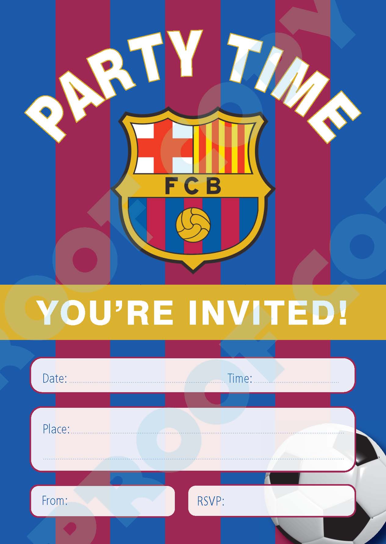 Barcelona Football Invitations x10