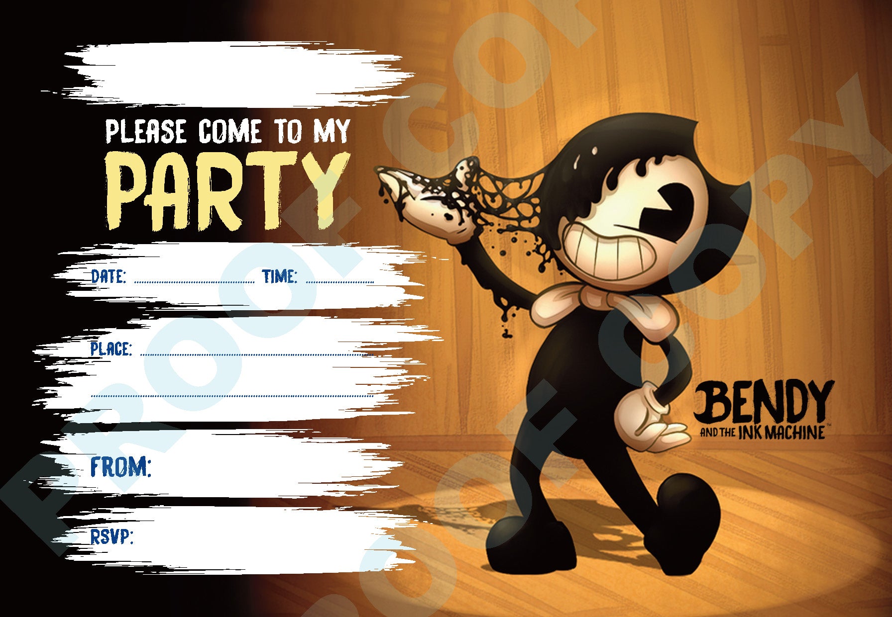 #105 Bendy And The Ink Machine Invitations x10