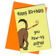 "Happy Birthday Paw-ty Animal" dog birthday card