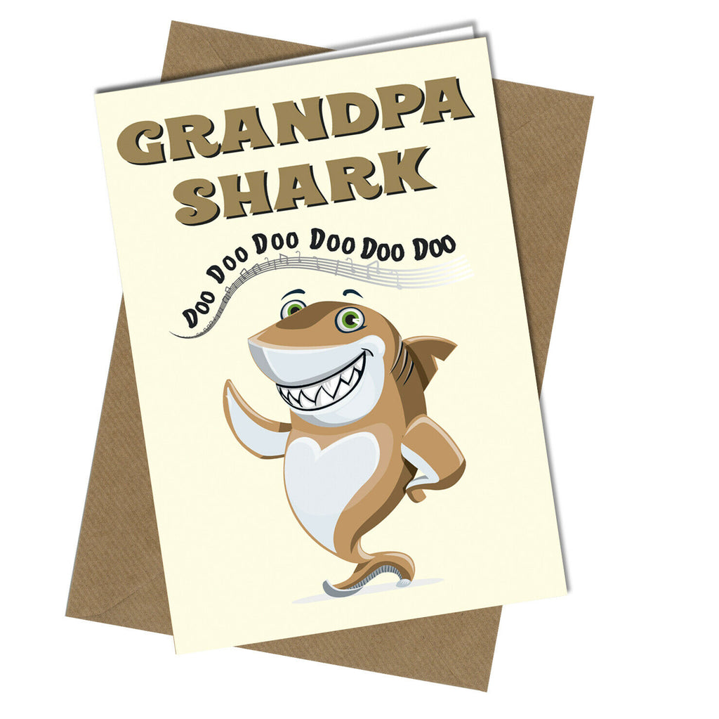 Birthday Card or Funny Fathers Day for Grandpa Shark Song Fun Child Cute #1067 - Close to the Bone Greeting Cards