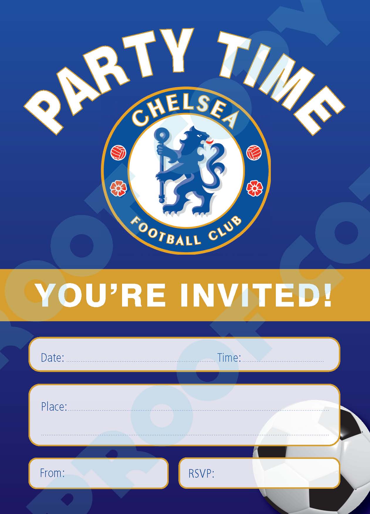 Chelsea Football Invitations x10