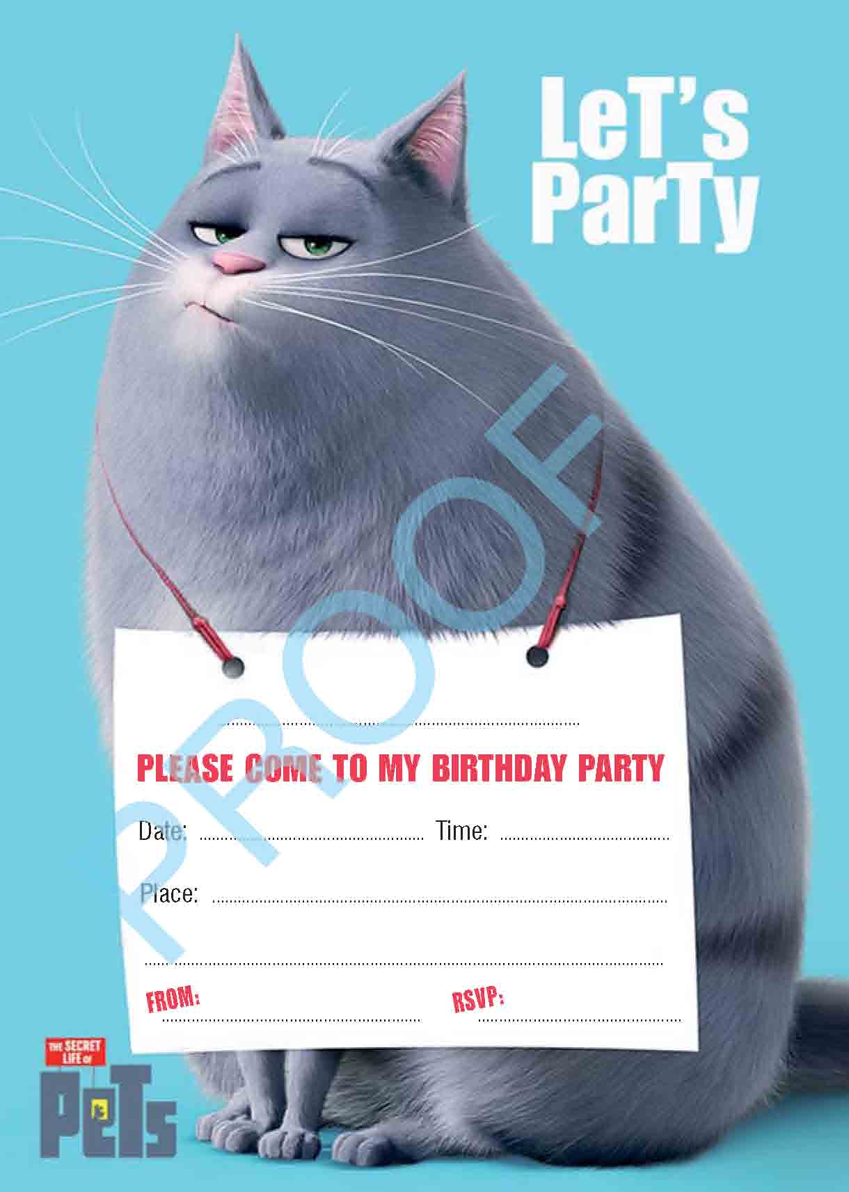 Secret Life Of Pets - Chloe Invitations x10