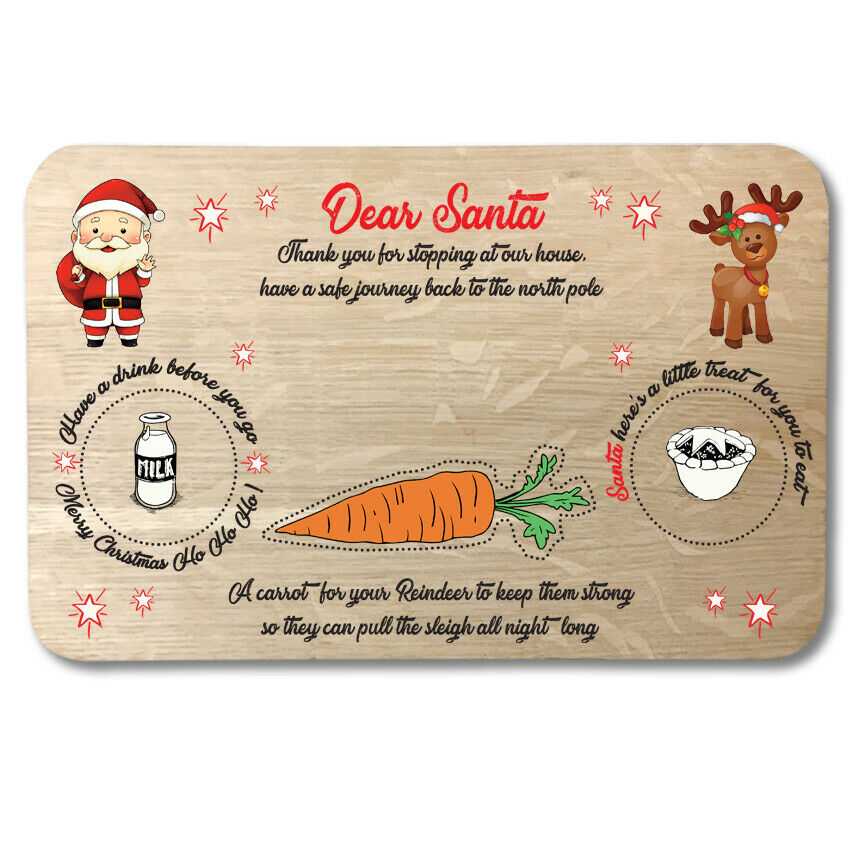 Christmas Eve Santa Treat Board - Wooden Plate Platter Mat - Father Xmas - Close to the Bone Greeting Cards
