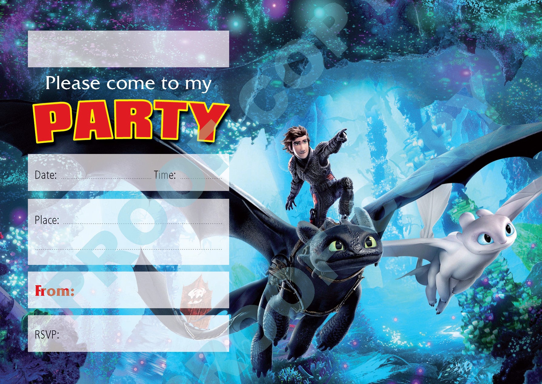 #104 How To Train Your Dragon Invitations x10