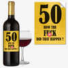 Funny 50th Birthday 50 Today Wine Bottle Label Rude Gift For Men Women #1054 - Close to the Bone Greeting Cards