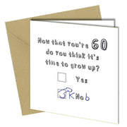 Funny 60th Birthday Card boy male son daughter humorous thirty thirtieth #1030 - Close to the Bone Greeting Cards