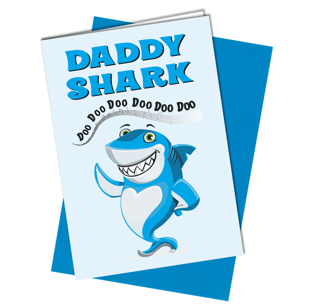 Funny Fathers Day or Birthday Card Daddy Shark Song Cute Fun Son Daughter #1066 - Close to the Bone Greeting Cards