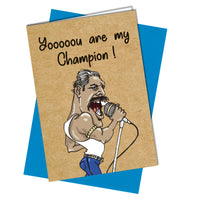 Funny Freddie Mercury Fathers Day Card Champion Bohemian Rhapsody Queen #1044 - Close to the Bone Greeting Cards