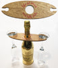 "Let's get drunk and talk shite." Wine Bottle & Glass Holder Handmade Wood Stand for 2 Glasses & Bottle