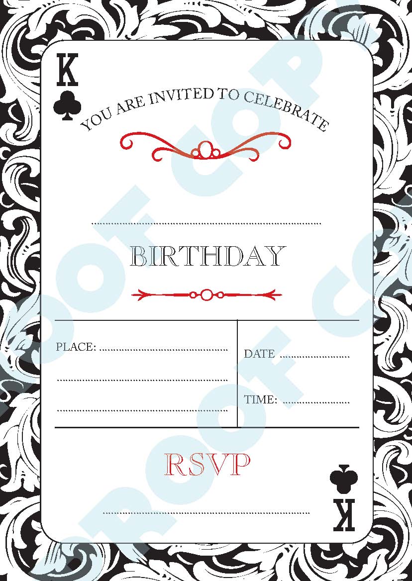Playing Cards Clubs Invitations x10