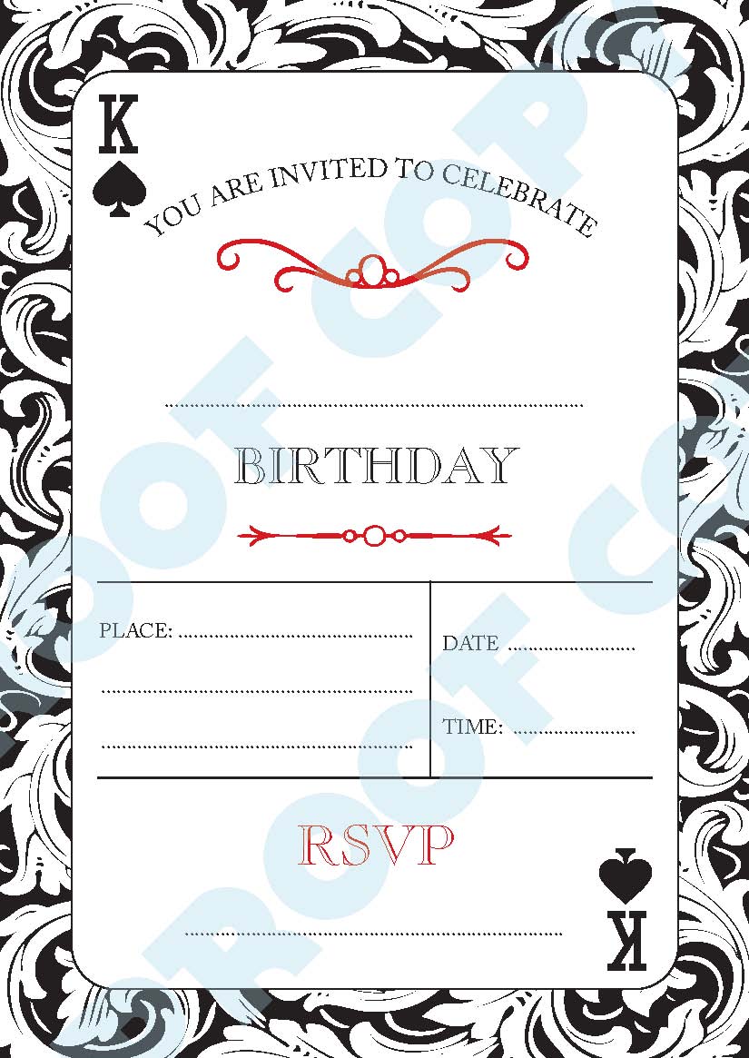 Playing Cards Spades Invitations x10
