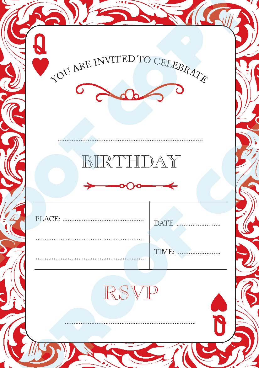 Playing Cards Hearts Invitations x10