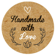 Round Thank You Hand Made With Love Stickers 37mm Gift Box Food Labels 37mm - Close to the Bone Greeting Cards