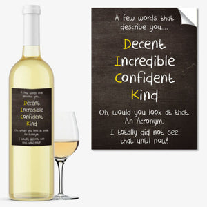 WINE Gin Vodka Whiskey Lager Beer BOTTLE LABEL BIRTHDAY or ANY OCCASION GIFT Funny D.I.C.K Acronym #1049 - Close to the Bone Greeting Cards