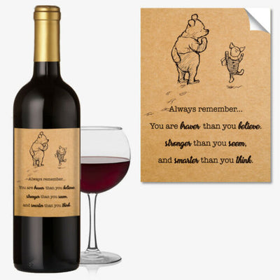 WINE BOTTLE LABEL BIRTHDAY or ANY OCCASION GIFT Funny Winnie the Pooh #1048 - Close to the Bone Greeting Cards
