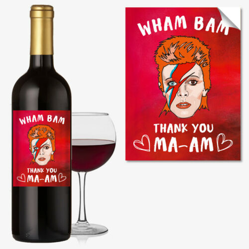 WINE BOTTLE LABEL David Bowie Wham Bam Birthday Mothers Day Funny Rude #1058 - Close to the Bone Greeting Cards