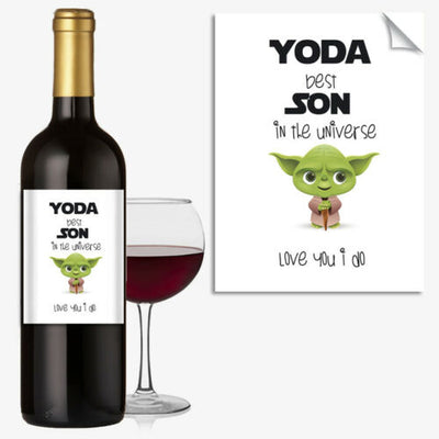 WINE BOTTLE LABEL Happy Birthday YODA BEST SON Star Wars Funny Rude #1061 - Close to the Bone Greeting Cards
