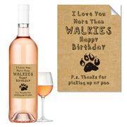 WINE BOTTLE LABEL Happy Birthday from the Dog Funny Rude Dog Walking #1059 - Close to the Bone Greeting Cards