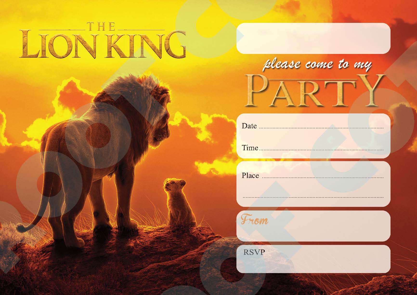 #101 The Lion King Invitations x10