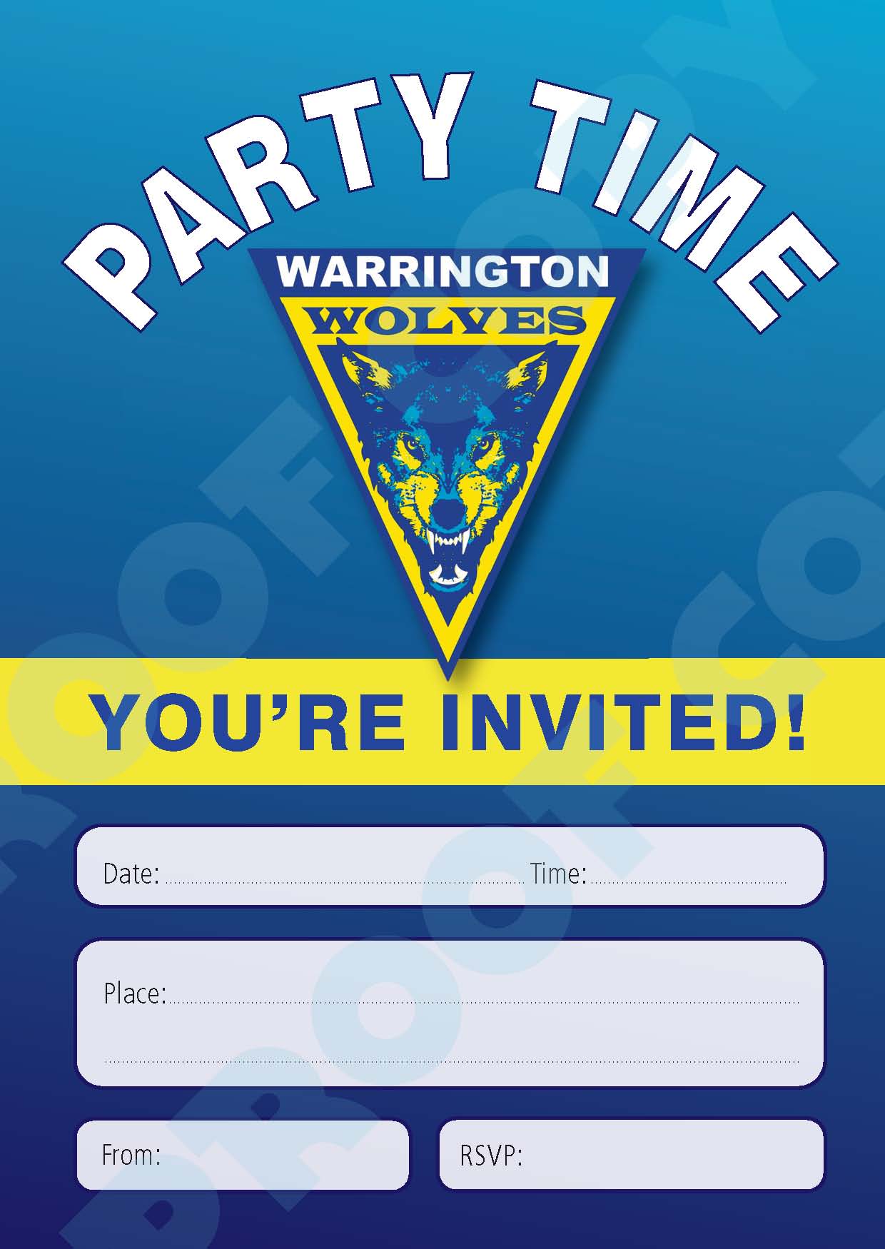Warrington Wolves Rugby Invitations x10